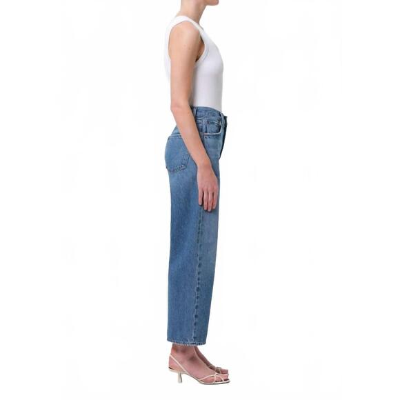 NEW AGOLDE ren cropped wide leg jean in blue - Picture 4 of 5